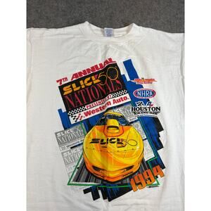 Vintage Slick 50 Nationals NHRA Drag Car Racing Shirt Mens White 1994 USA XL